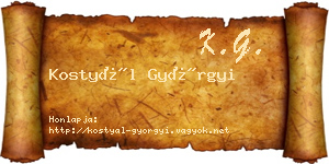 Kostyál Györgyi névjegykártya